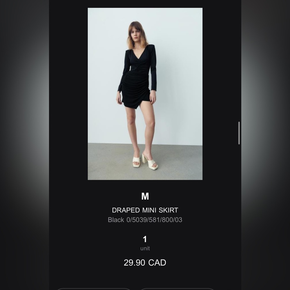 Zara Black Draped Mini Skirt